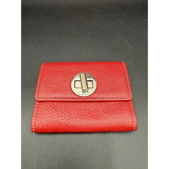 Tiffany & Co Red Leather Turnlock Wallet Small - Picture 1 of 9